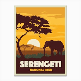 Serengeti National Park Travel Poster Canvas Print