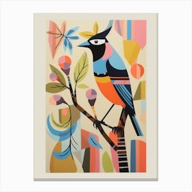 Colourful Scandi Bird Cedar Waxwing 2 Canvas Print