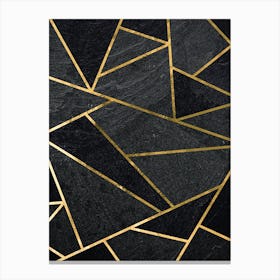Black And Gold Geometric Pattern - Gold Art deco Canvas Print