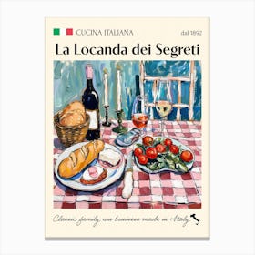 La Locanda Dei Segreti Trattoria Italian Poster Food Kitchen Canvas Print