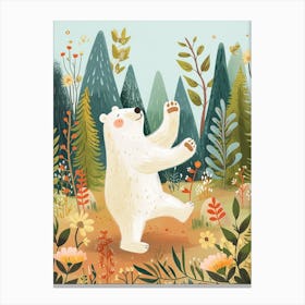 Polar Bear Dancing In The Woods Storybook Illustration 1 Canvas Print