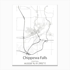 Chippewa Falls,United States Minimalist Map Canvas Print