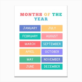 Months Of The Year Nursery Canvas Print