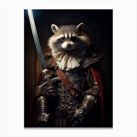 Vintage Portrait Of A Barbados Raccoon Dressed As A Knight 2 Canvas Print