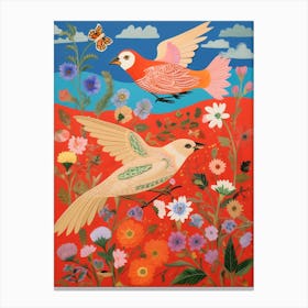 Maximalist Bird Painting Northern Cardinal 3 Canvas Print