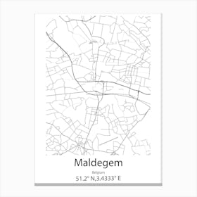 Maldegem,Belgium Minimalist Map Canvas Print