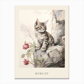 Beatrix Potter Inspired  Animal Watercolour Bobcat 2 Canvas Print