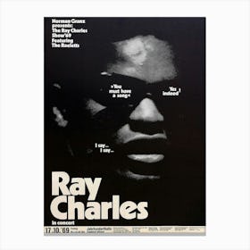 Ray Charles 1969 German Concert Poster By Gunther Kieser Canvas Print