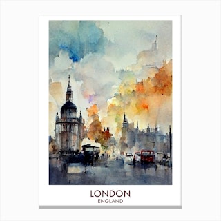 London England Watercolour Travel Canvas Print