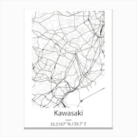 Kawasaki,Japan Minimalist Map Canvas Print