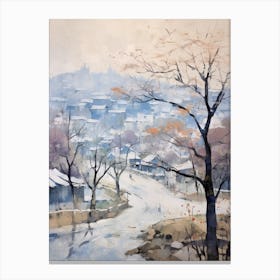 Winter City Park Painting Hangang Park Seoul 4 Canvas Print