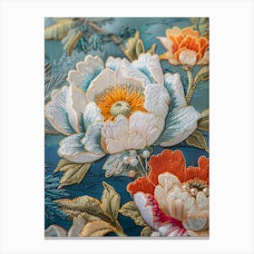 Peony Embroidery 2 Canvas Print