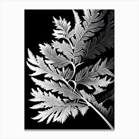 Tansy Leaf Linocut 2 Canvas Print