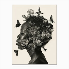 Woman With Butterflies In Her Hair 1 Canvas Print