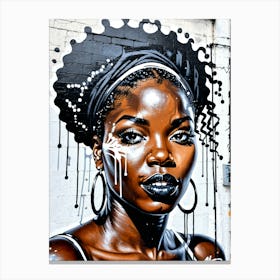 Graffiti Mural Of Beautiful Black Woman 309 Canvas Print