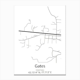 Gates,United States Minimalist Map Stampe su tela