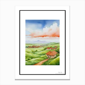 Green plains, distant hills, country houses,renewal and hope,life,spring acrylic colors.41 Canvas Print
