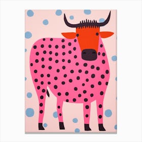 Pink Polka Dot Bison 3 Canvas Print