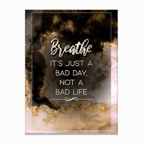 Breathe Gold Star Space Motivational Quote Canvas Print
