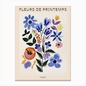 Spring Floral French Poster  Lilac 4 Canvas Print