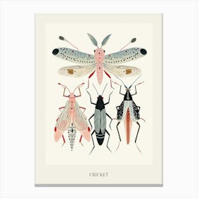 Colourful Insect Illustration Cricket 1 Poster Canvas Print