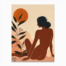 Nude Woman In The Sun, Boho, Minimalism Canvas Print