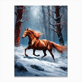 Horse In The Snow 1 Canvas Print