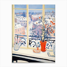 The Windowsill Of Vienna   Austria Snow Inspired By Matisse 4 Canvas Print