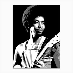 Stanley Clarke American Bassit Legend in Grayscale Canvas Print