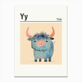 Animals Alphabet Yak 3 Canvas Print