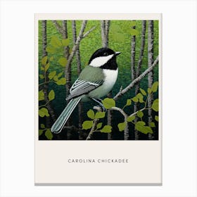 Ohara Koson Inspired Bird Painting Carolina Chickadee 2 Poster Canvas Print