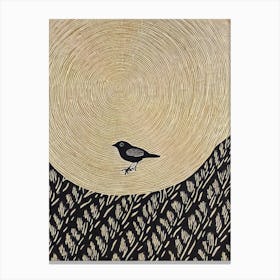 Cowbird Linocut Bird Canvas Print