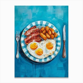 Full Englush Breakfast Blue Background Canvas Print