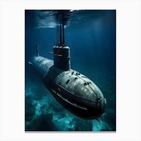 Submarine In The Ocean-Reimagined 17 Canvas Print