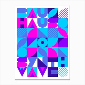 Bauhaus Synthwave #4 poster (pink-blue) — abstract poster, retrowave print Canvas Print