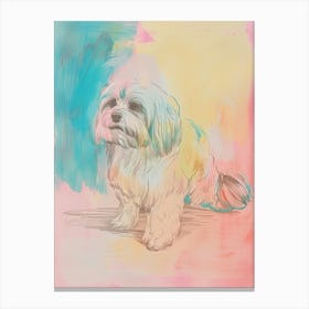  Lhasa Dog Pastel Line Watercolour Illustration  3 Canvas Print