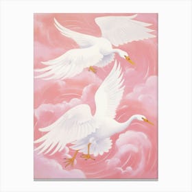 Pink Ethereal Bird Painting Swan 2 Canvas Print