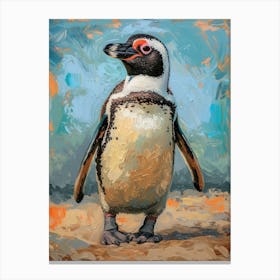African Penguin Cooper Bay Oil Painting 3 Canvas Print