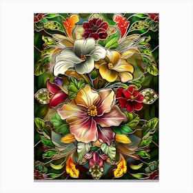 Colorful Stained Glass Flowers 6 Canvas Print