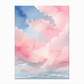 Pink And Blue Watercolor Clouds Canvas Print