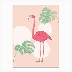 Flamingo And Monstera Canvas Print