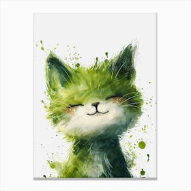 Cute Green Cat Canvas Print