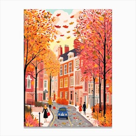 London Street In Autumn Fall Travel Art 4 Canvas Print