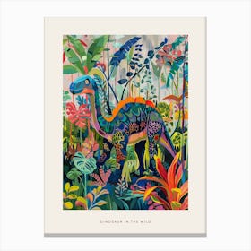 Colourful Dinosaur In The Wild Painting 1 Poster Canvas Print