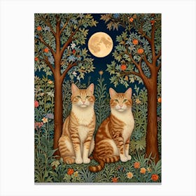 William Morris Two Cats Under The Moon Canvas Print