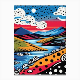 Polka Dot Pop Art Mountain Landscape 2 Canvas Print