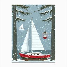 Sailboat In The Snow Canvas Print