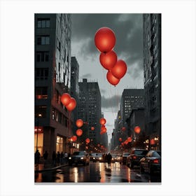 Red Balloons In The Sky Canvas Print