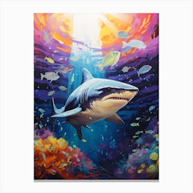  A Whitetip Reef Shark Vibrant Paint Splash 2 Canvas Print