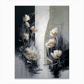 Abstract Floral Arrangement In Grayscale Canvas Print